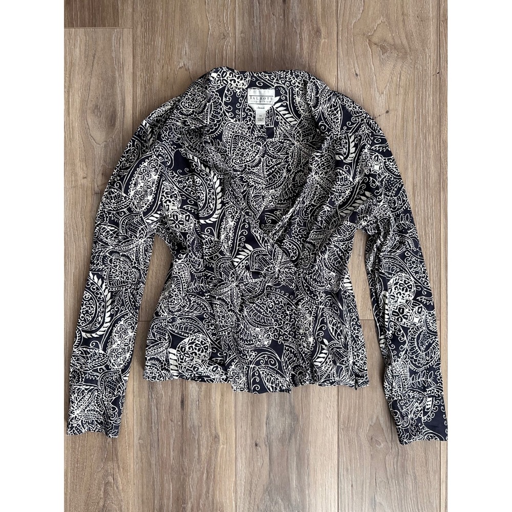 Talbots Collection Vintage Paisley‎ Faux Wrap Cotton Top 14 Old Money Whimsigoth